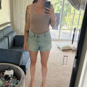 Wrangler high rise pin up stretch jean short light wash